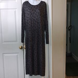 Old Navy gray black long sleeve elastic waist dress soft stretchy material Sz XL